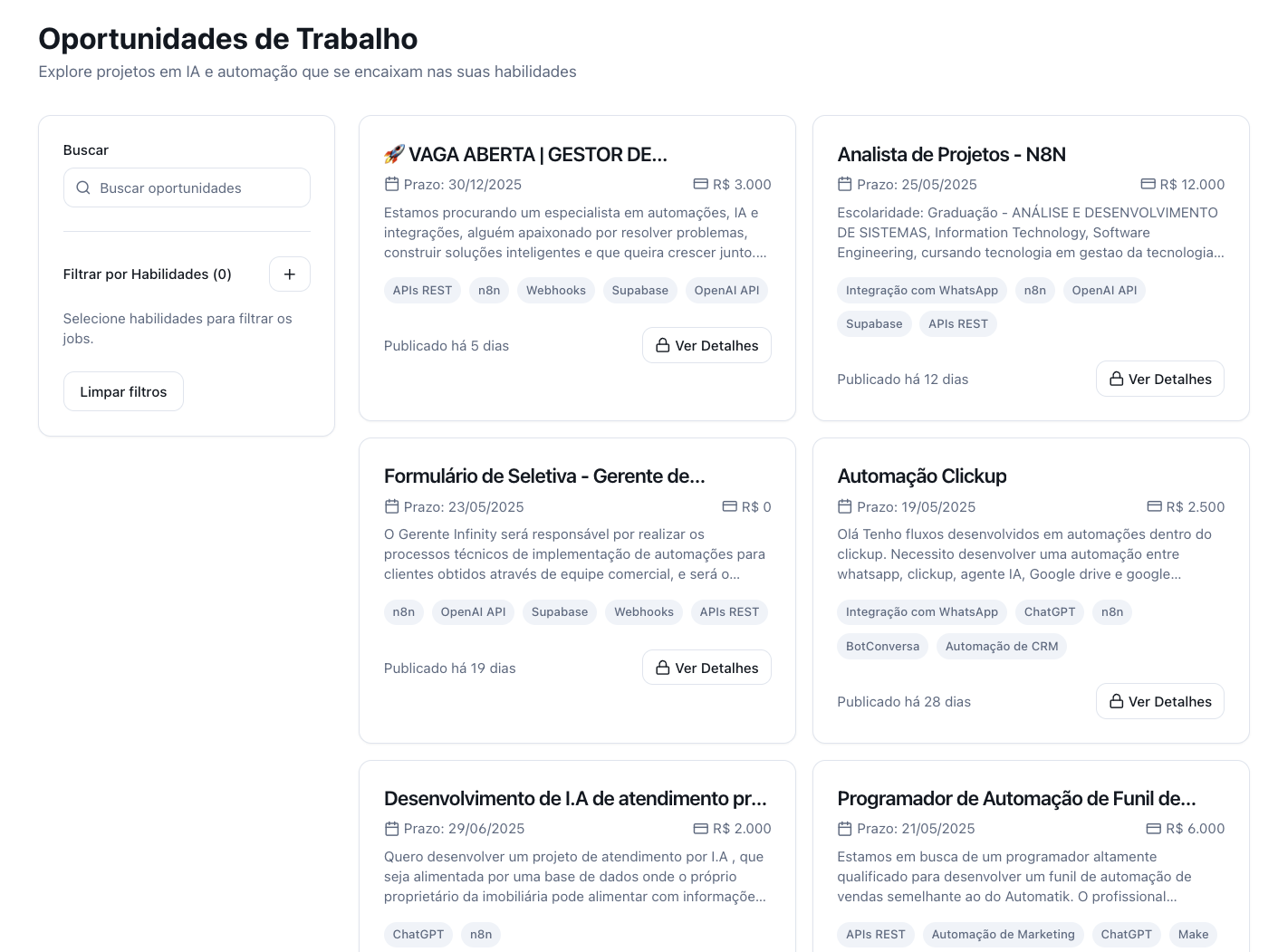 Plataforma Tomik Jobs - Marketplace para profissionais de automação